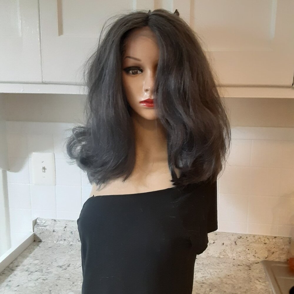 Dark Gray lace front wig 14''